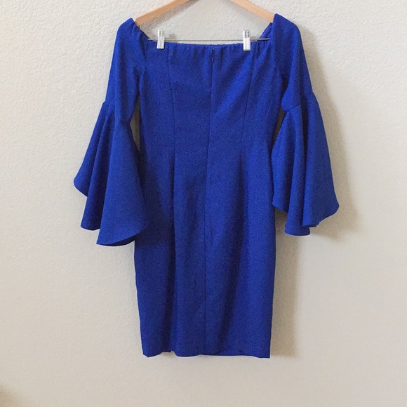 Venus Blue Ruffle Off-The-Shoulder Bodycon Dress - Picture 4 of 5